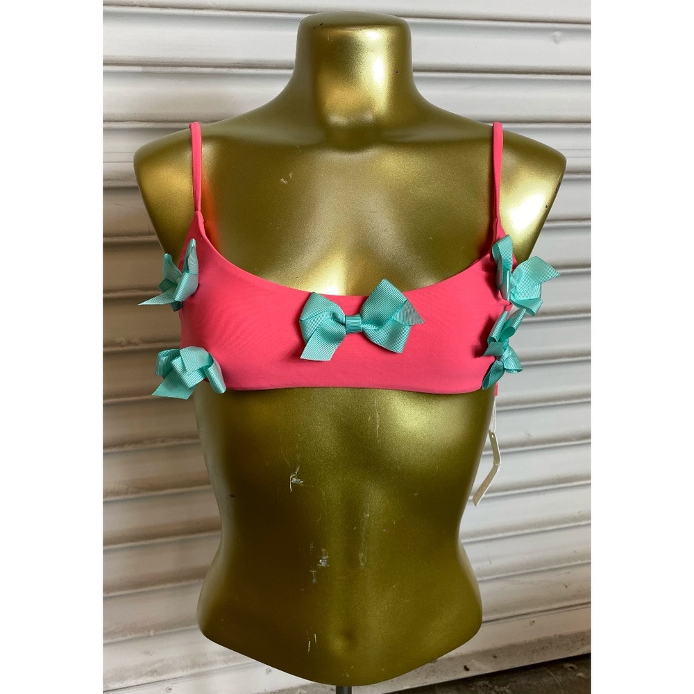 NWT Lolli Swim Size Large Ribbed Bow Swim Top